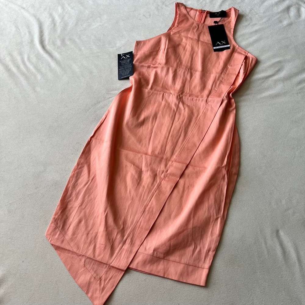 Peach Asymmetrical Midi Dress Lightweight Cotton Summer Sleeveless Size 6
